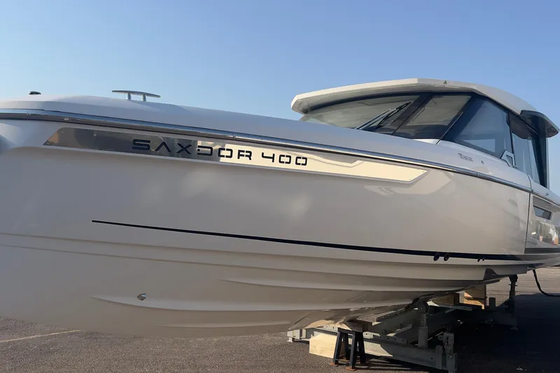  Yacht Photos Pics 2025 Saxdor 400 GTC boat on display, showcasing sleek design and modern features.