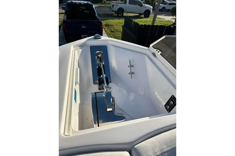  Yacht Photos Pics 2024 Sea Fox 268 Commander boat anchor compartment, showcasing sleek design and functionality.