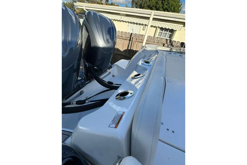  Yacht Photos Pics 2024 Sea Fox 268 Commander boat with dual engines and sleek design.