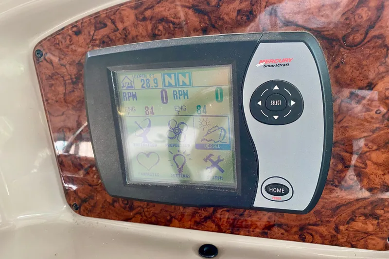  Yacht Photos Pics Mercury SmartCraft display on 2007 Sea Ray 340 Sundancer boat dashboard.