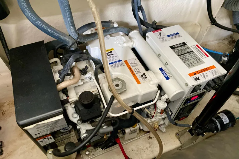  Yacht Photos Pics Engine compartment of a 2007 Sea Ray 340 Sundancer with visible Kohler generator.