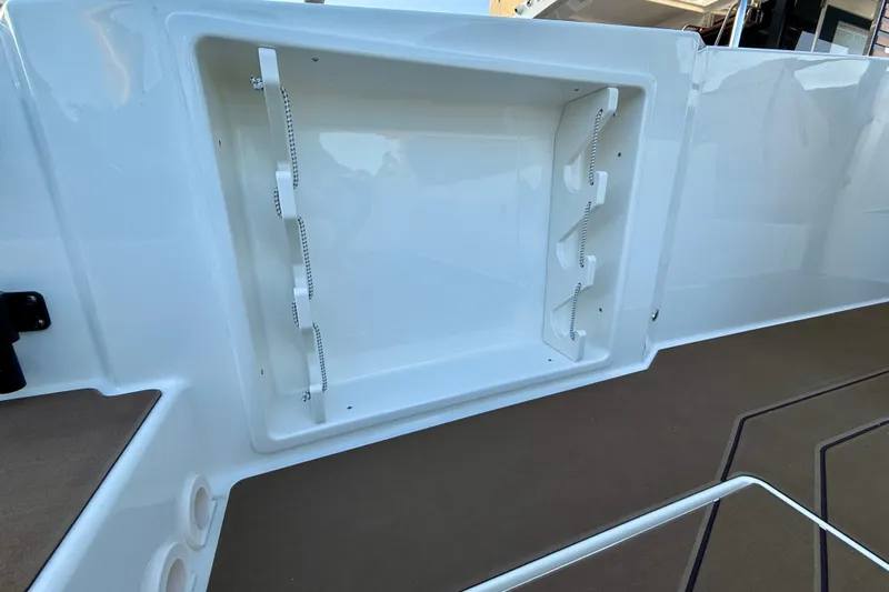  Yacht Photos Pics Navan S30 2026 boat storage compartment with sleek white finish and modern design.