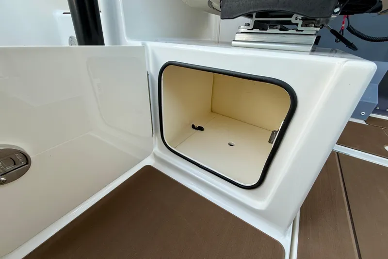  Yacht Photos Pics Open storage compartment on 2026 Navan S30 boat, featuring sleek design and modern finish.