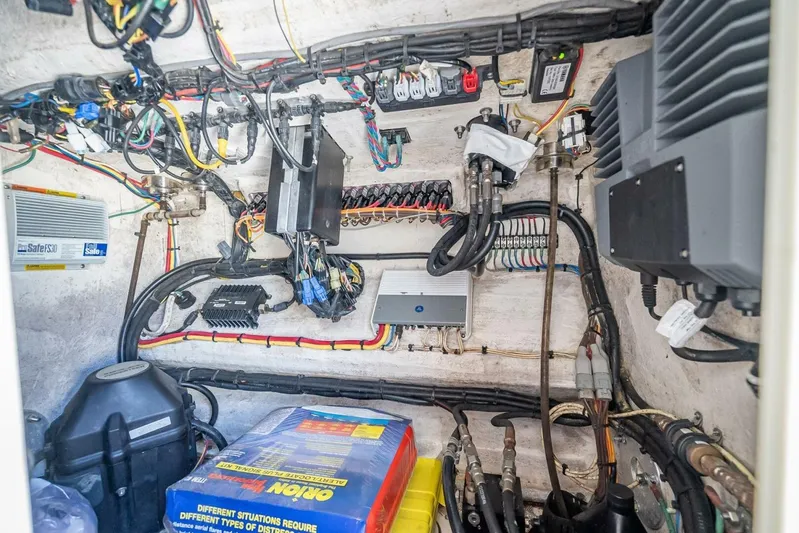  Yacht Photos Pics Electrical wiring and components inside a 2013 Invincible 36 boat.