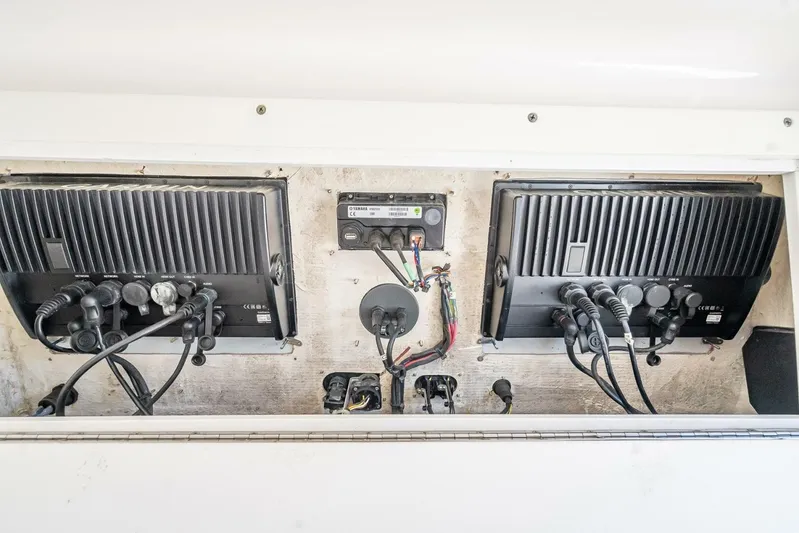  Yacht Photos Pics Electrical panel with wiring in a 2013 Invincible 36 boat.