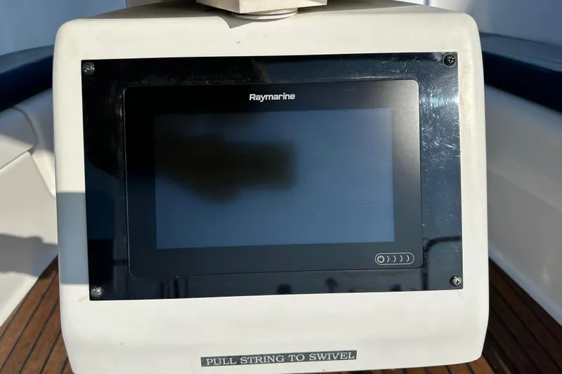 Shamrock Yacht Photos Pics Raymarine navigation display on 2011 Beneteau Oceanis 40 yacht, with swivel feature.