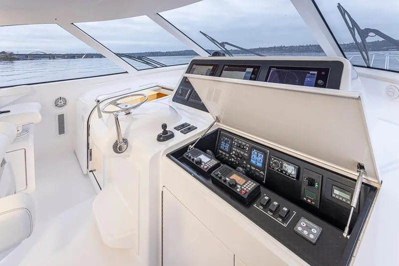Mixer Yacht Photos Pics 2015 Viking 52 yacht helm station with advanced navigation and control systems.