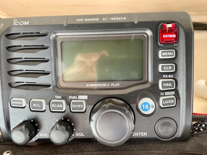  Yacht Photos Pics VHF marine radio IC-M504 on 2012 Grady-White Canyon 336 boat dashboard.
