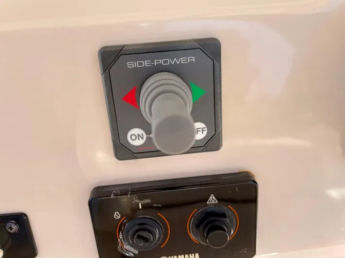  Yacht Photos Pics Side-Power control panel on 2012 Grady-White Canyon 336 boat dashboard.
