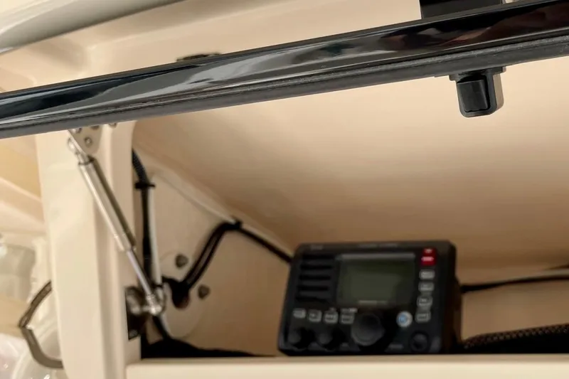  Yacht Photos Pics 2012 Grady-White Canyon 336 boat radio compartment with electronic equipment.