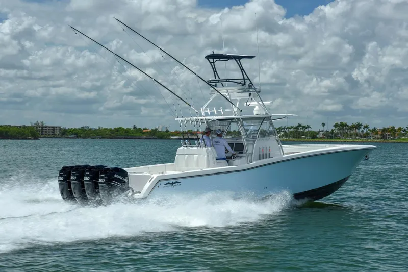  Yacht Photos Pics Manufacturer Provided Image: 2022 Invincible 42 Open Fisherman boat cruising on water.