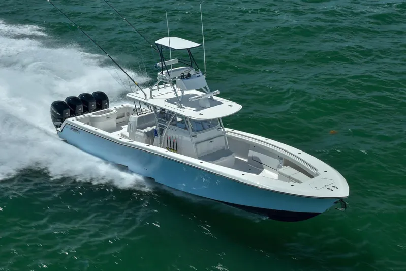  Yacht Photos Pics Manufacturer Provided Image: 2022 Invincible 42 Open Fisherman boat cruising on the water.