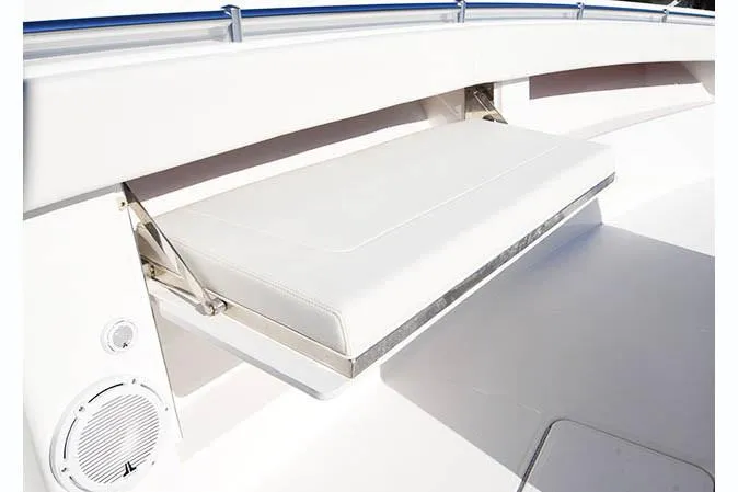  Yacht Photos Pics Manufacturer Provided Image: Fold-down seat on 2022 Invincible 42 Open Fisherman boat.