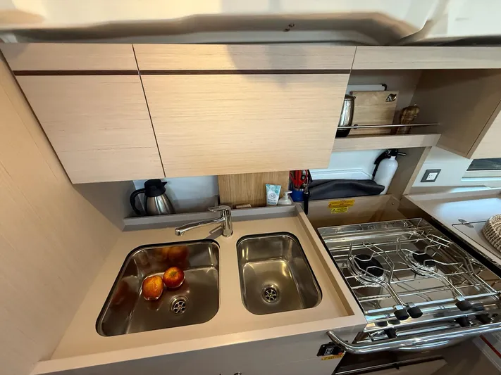 Archimedes Yacht Photos Pics Galley Sink and Stove