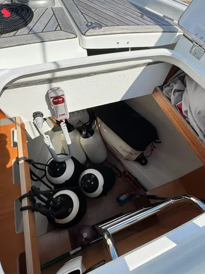 Archimedes Yacht Photos Pics Forward Sail locker with Windless Control