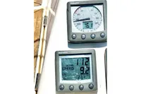 Raymarine instruments on 2009 Dufour 45E Performance, displaying wind and speed data.