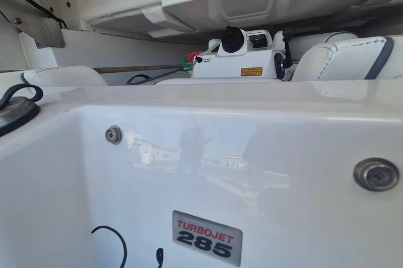  Yacht Photos Pics 2019 Beneteau Gran Turismo 50 Sportfly interior with Turbojet 285 engine detail.