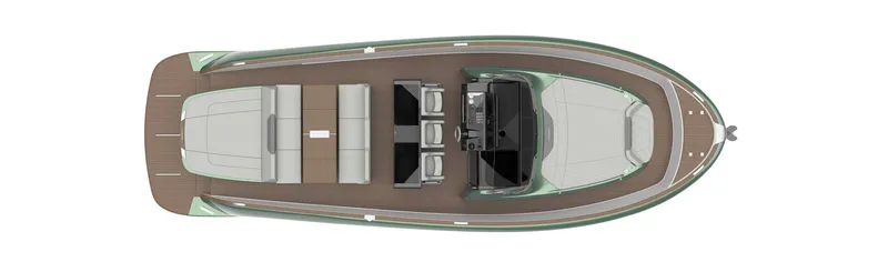  Yacht Photos Pics 2023 Solaris Power 44 Open yacht top view, showcasing spacious deck layout.