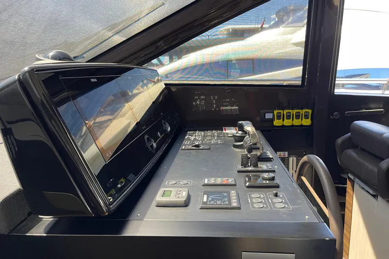  Yacht Photos Pics Control panel of 2025 Ferretti Yachts 670, featuring advanced navigation technology.