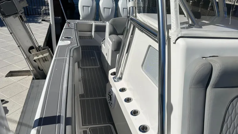  Yacht Photos Pics 2021 Blackwater 36 SF boat interior with sleek seating and modern design.
