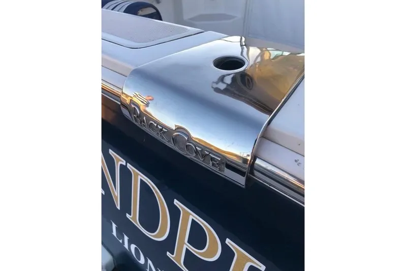 Sandpiper Yacht Photos Pics Close-up of a 2008 Back Cove 29 boat with chrome detailing.