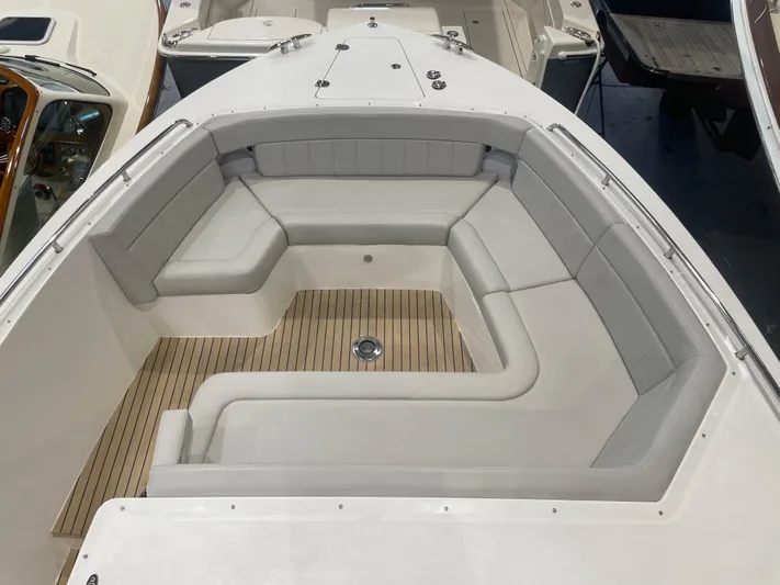 Artemis Yacht Photos Pics 2023 MJM 4 boat with spacious seating and teak flooring.
