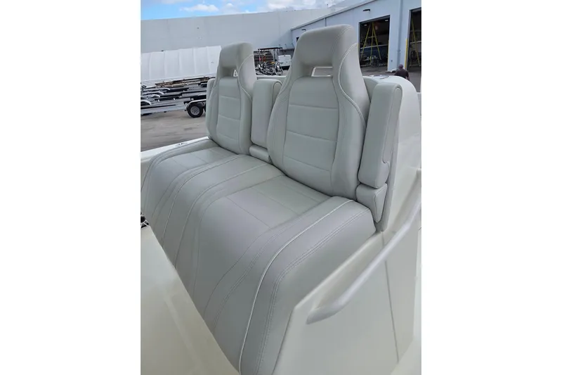 Seavee Yacht Photos Pics 2022 SeaVee 340Z boat with luxurious white leather seating.