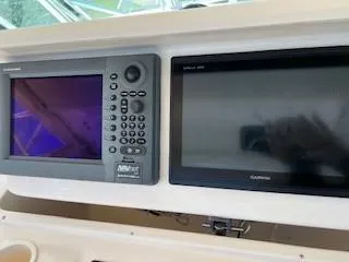  Yacht Photos Pics 2008 Grady-White Express 360 dashboard with navigation and control screens.