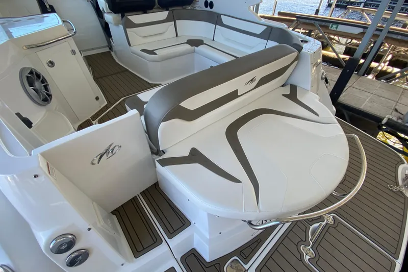  Yacht Photos Pics 2017 Monterey 355 Sport Yacht interior with sleek seating and modern design.