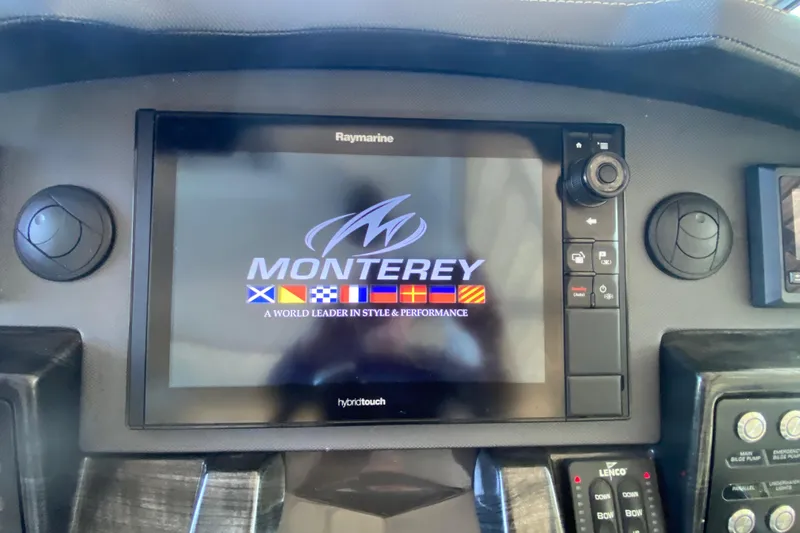  Yacht Photos Pics Dashboard of a 2017 Monterey 355 Sport Yacht with Raymarine display.