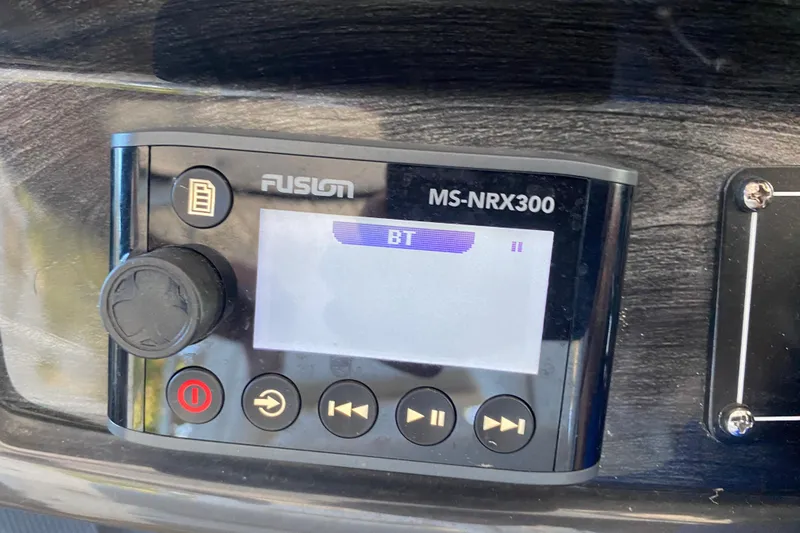  Yacht Photos Pics Fusion MS-NRX300 audio system on 2017 Monterey 355 Sport Yacht dashboard.
