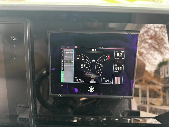  Yacht Photos Pics Digital dashboard display of a 2019 Axopar 28 CABIN boat.