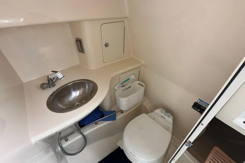  Yacht Photos Pics 2006 Boston Whaler 285 Conquest bathroom with sink and toilet.
