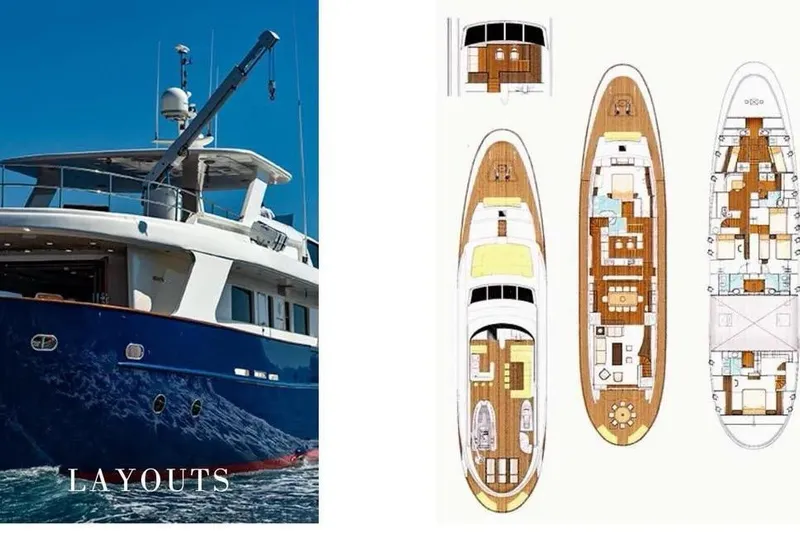  Yacht Photos Pics Benetti Sail Division 105 yacht, 2002 model, with detailed layout plans.