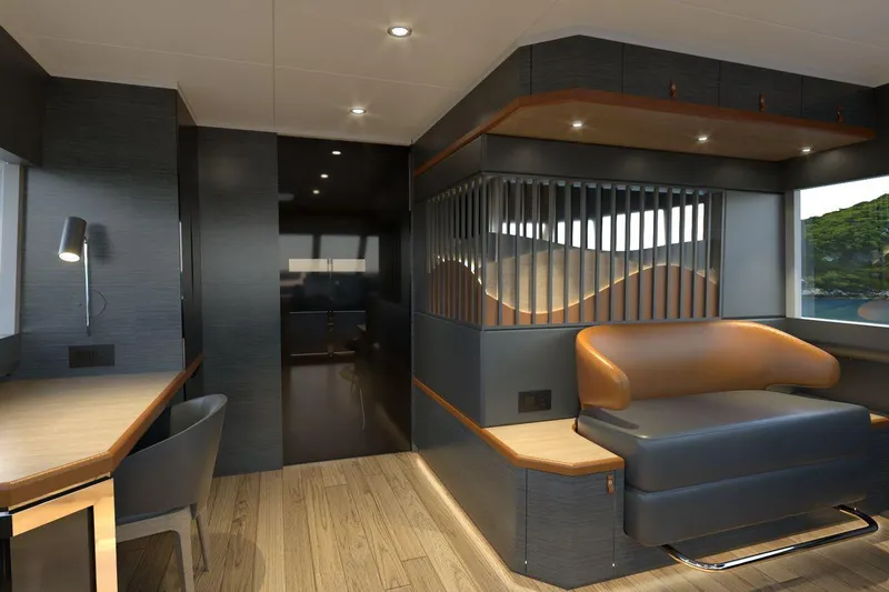  Yacht Photos Pics Luxurious interior of 2026 AvA Yachts Voyage 90, featuring modern design and elegant furnishings.