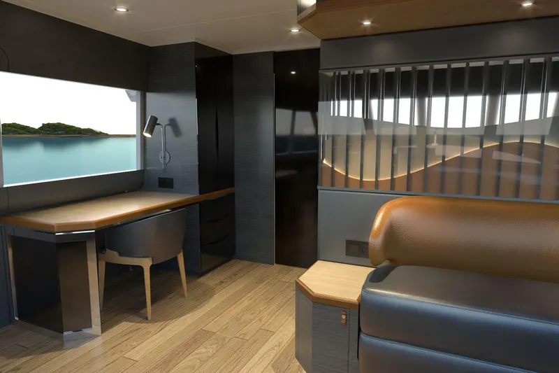  Yacht Photos Pics Luxurious interior of 2026 AvA Yachts Voyage 90, featuring modern design and elegant furnishings.