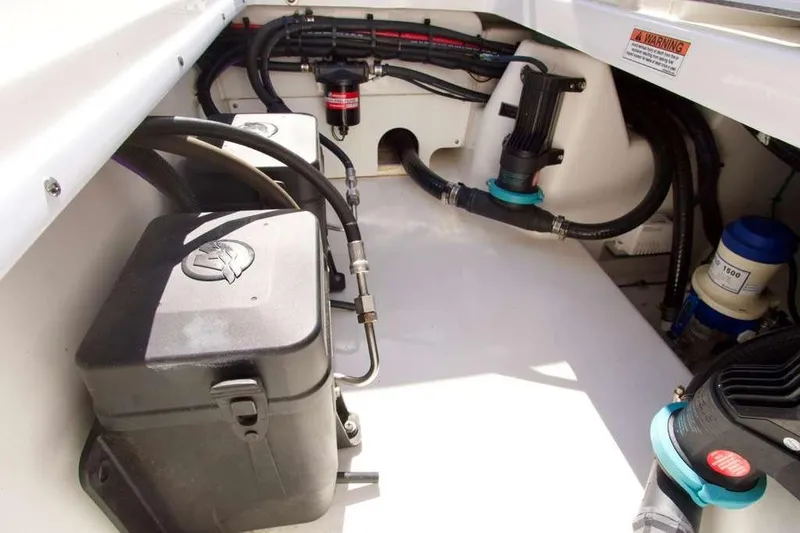  Yacht Photos Pics 2023 Blackfin 302 CC engine compartment with wiring and components.