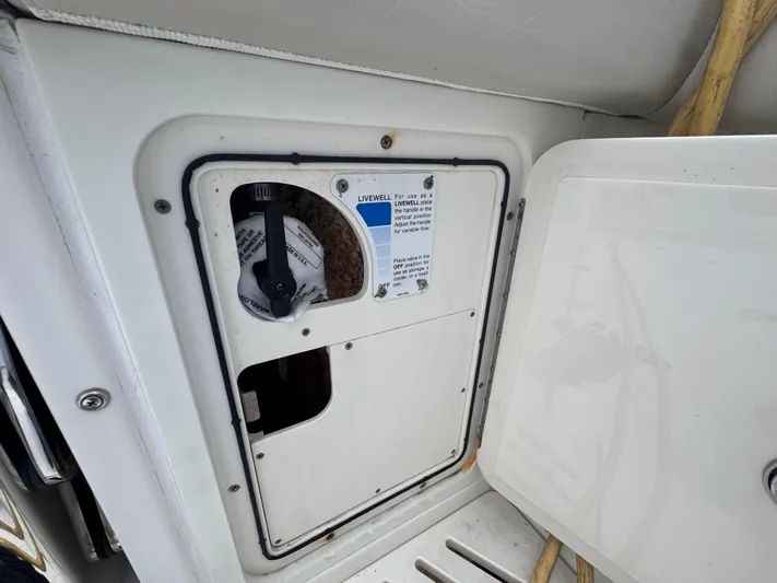  Yacht Photos Pics Boston Whaler 345 Conquest 2015 livewell control panel on boat deck.