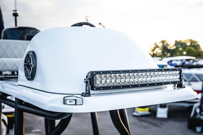  Yacht Photos Pics 2026 Barker Boatworks 26 Open console with LED light bar and speaker.