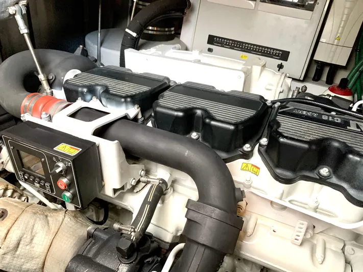  Yacht Photos Pics Engine room of a 2016 Sunseeker Manhattan 65 yacht.