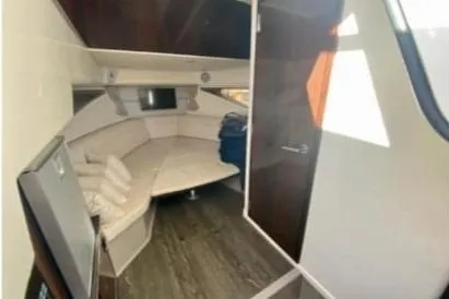  Yacht Photos Pics 2020 Sea Ray Sundancer 320 cabin interior with seating and modern design.