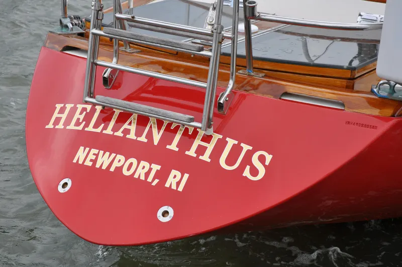 Helianthus Yacht Photos Pics Hinckley SW 42 sailboat Helianthus in Newport, RI, 1985 model.