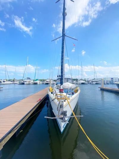 5th Row Center Yacht Photos Pics Hunter 430 sailboat docked at marina, 1997 model.