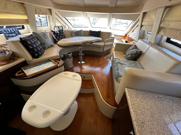 Incentive Yacht Photos Pics Luxurious 2008 Sea Ray 47 Sedan Bridge interior with elegant seating and nautical decor.