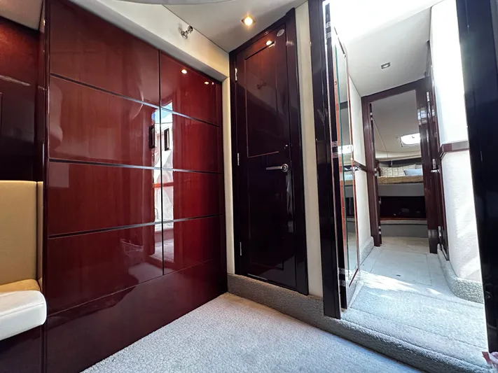 Incentive Yacht Photos Pics Luxurious interior of 2008 Sea Ray 47 Sedan Bridge yacht with polished wood finishes.