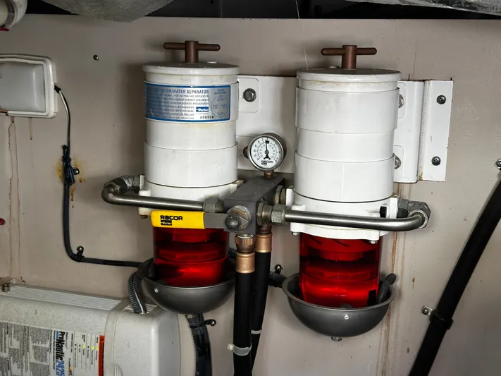 Incentive Yacht Photos Pics Fuel filter system in 2008 Sea Ray 47 Sedan Bridge engine room.