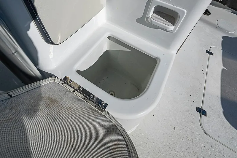  Yacht Photos Pics Open storage compartment on 2010 Yellowfin 42 Offshore boat deck.