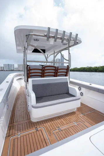  Yacht Photos Pics 2023 Seahorse 36 CC boat with sleek seating and modern design on open water.