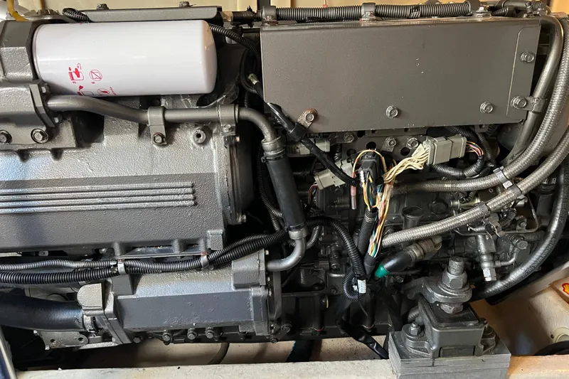  Yacht Photos Pics Engine of 2008 Luhrs 35 Convertible boat, showcasing intricate wiring and components.