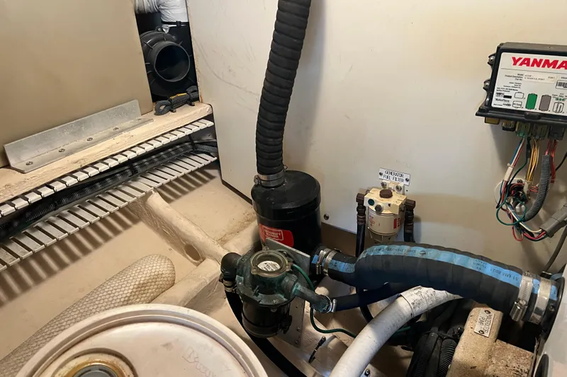  Yacht Photos Pics Engine room of a 2008 Luhrs 35 Convertible boat with Yanmar components.